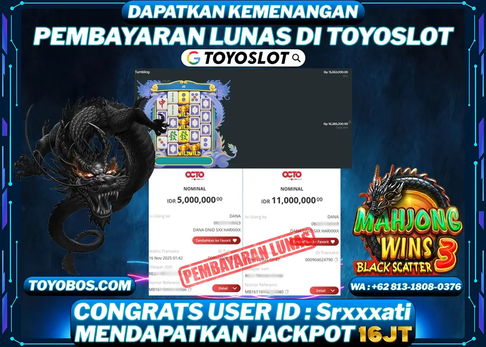 BUKTI KEMENANGAN Mahjong Wins 3 - Black Scatter Rp16,000,000- LUNAS